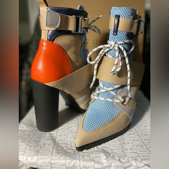 HOST PICK Steve Madden Illusion Blue Multi boots 4” heel NIB - Picture 1 of 8
